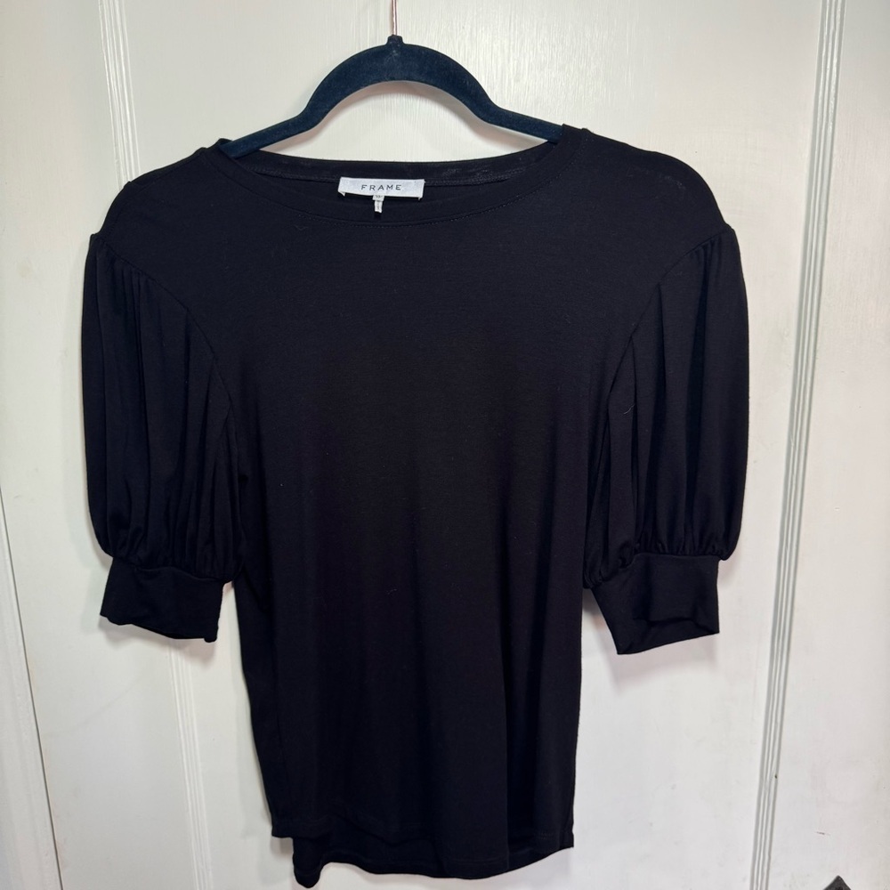 FRAME PUFF SLEEVE BLACK TOP SIZE XS